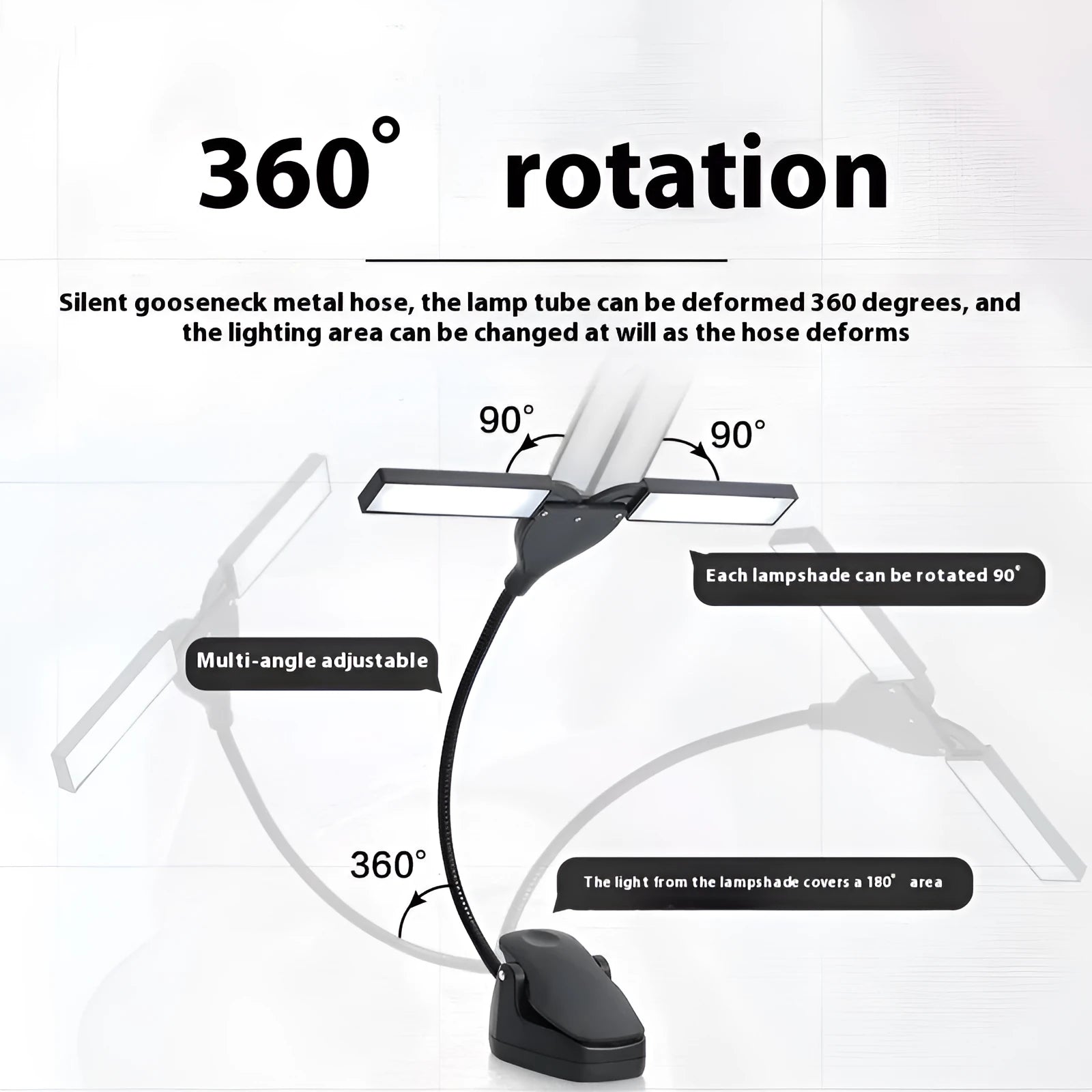 Black or pink rechargeable music stand lamp with 28 LED lights for sheet music illumination
