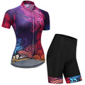 Purple mountain bike set made from pineapple fabric with moisture wicking, lightweight and breathable cycling top