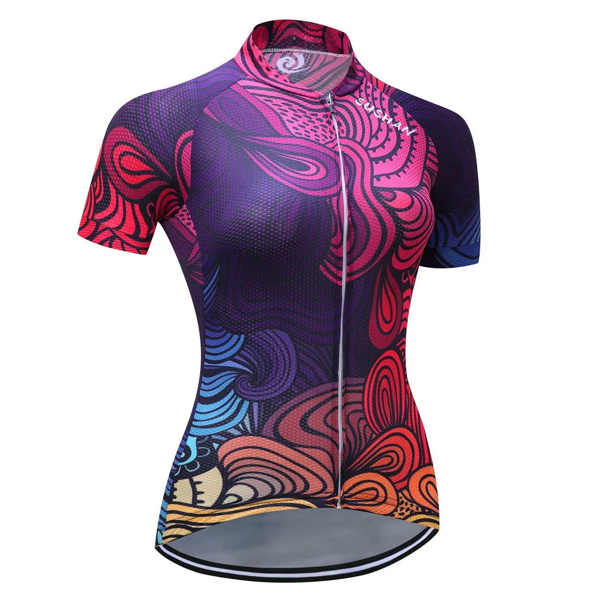 Purple mountain bike set made from pineapple fabric with moisture wicking, lightweight and breathable cycling top