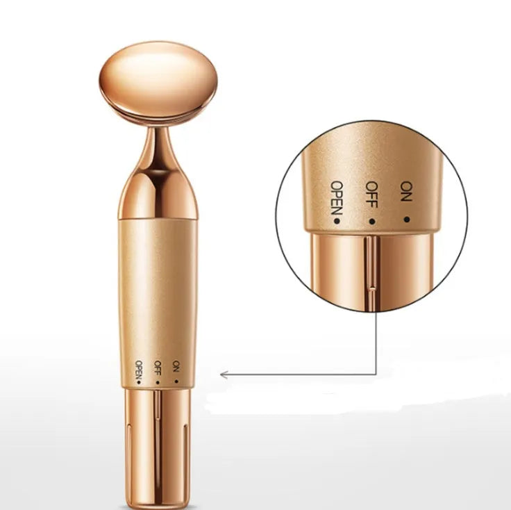Gold ABS electric facial massager 142x36mm high-frequency micro-vibration home beauty tool