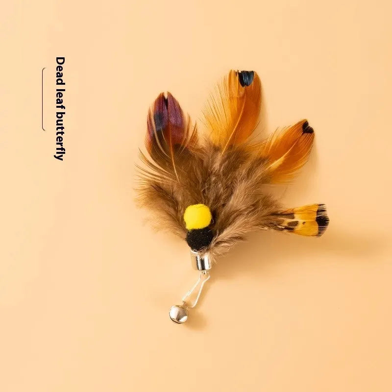 Three steel wire cat toy replacement heads with small flying insects design in different colour combinations