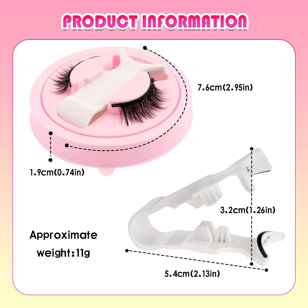Set of five reusable waterproof glue-free false eyelashes on a card, styles LZ03 LZ04 LZ05 LZ08 LZ14.