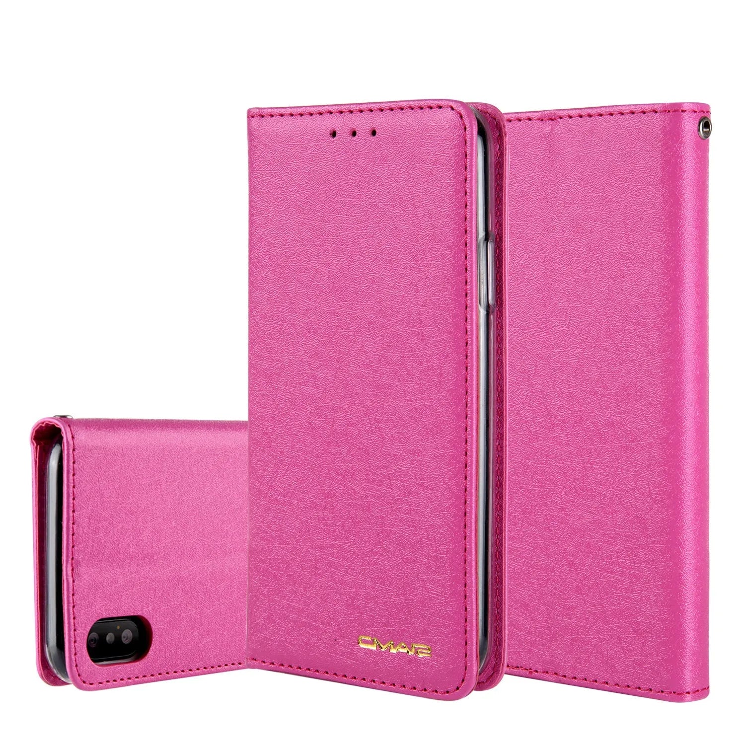 PU leather flip phone case for Apple iPhone with integrated card slots in multiple colours.