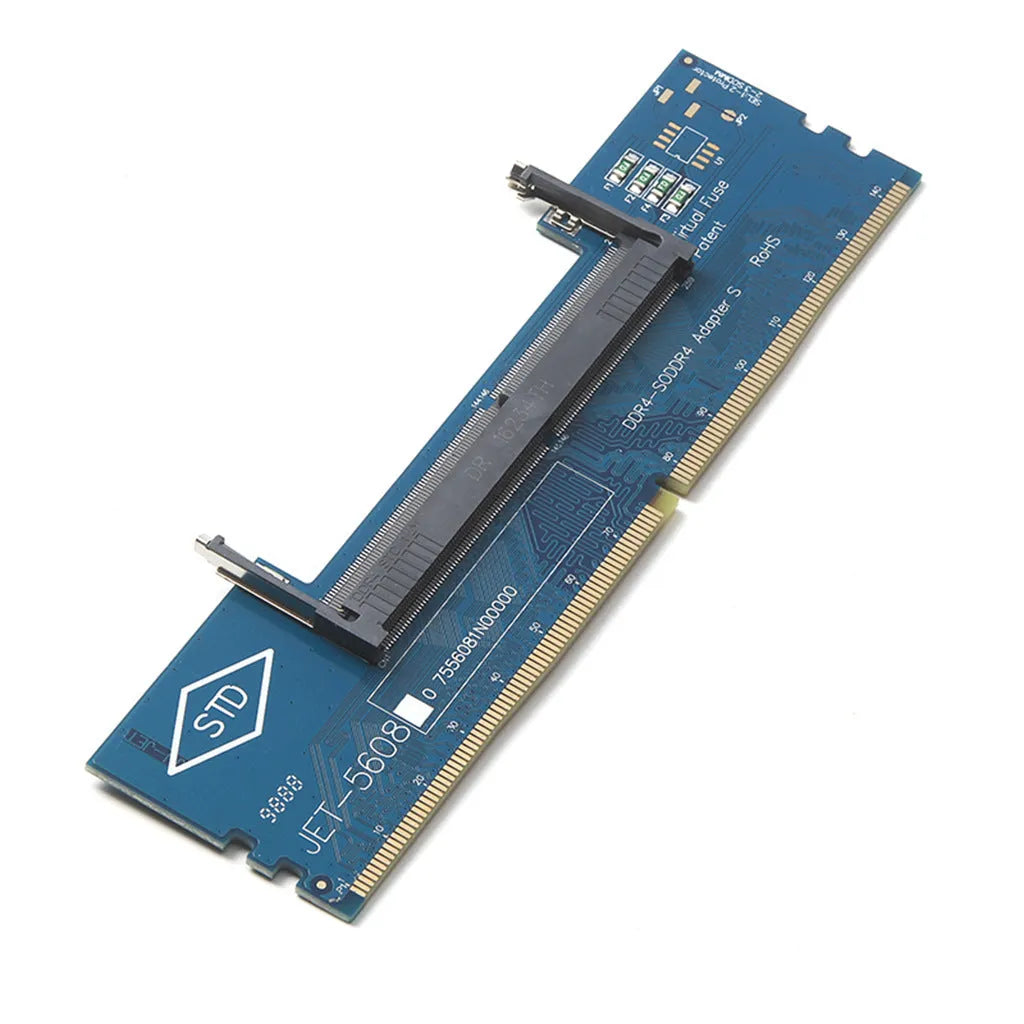 Memory adapter card converting laptop DDR4 SO-DIMM to desktop motherboard slot