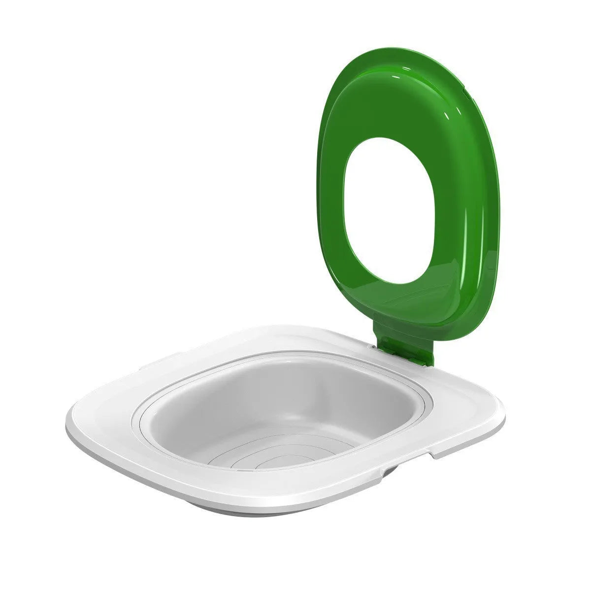 Fifth generation cat toilet trainer with integrated mat in grey, green, and blue colour options