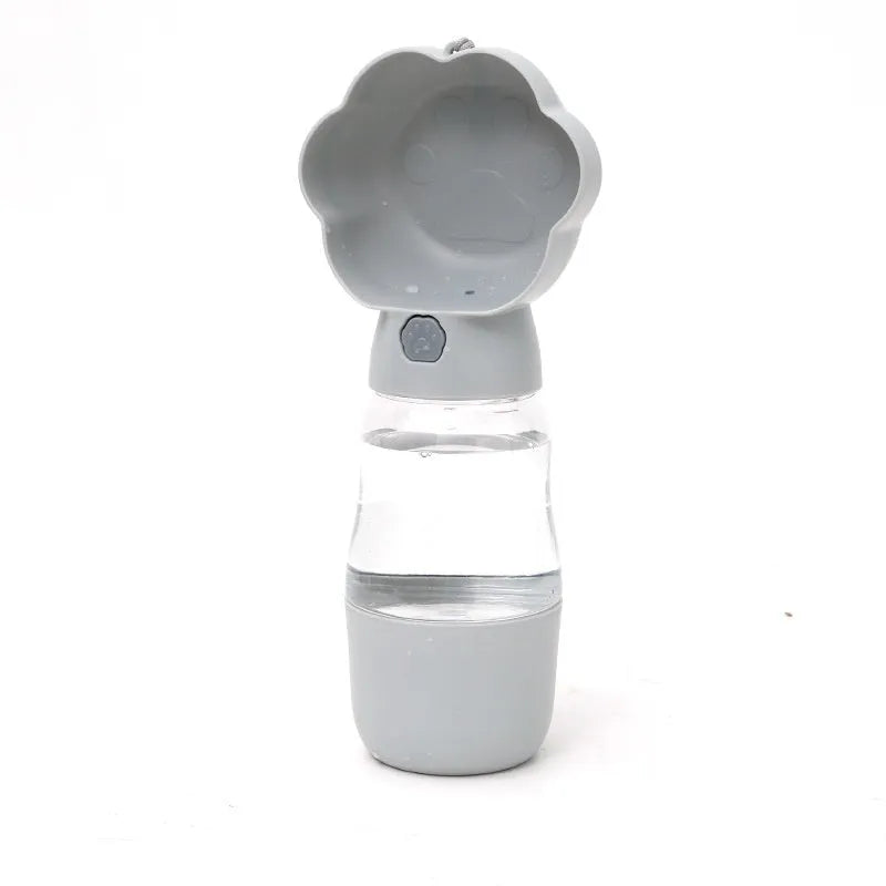 Pet dog outing water cup 380ml plastic portable puppy kettle in green and grey