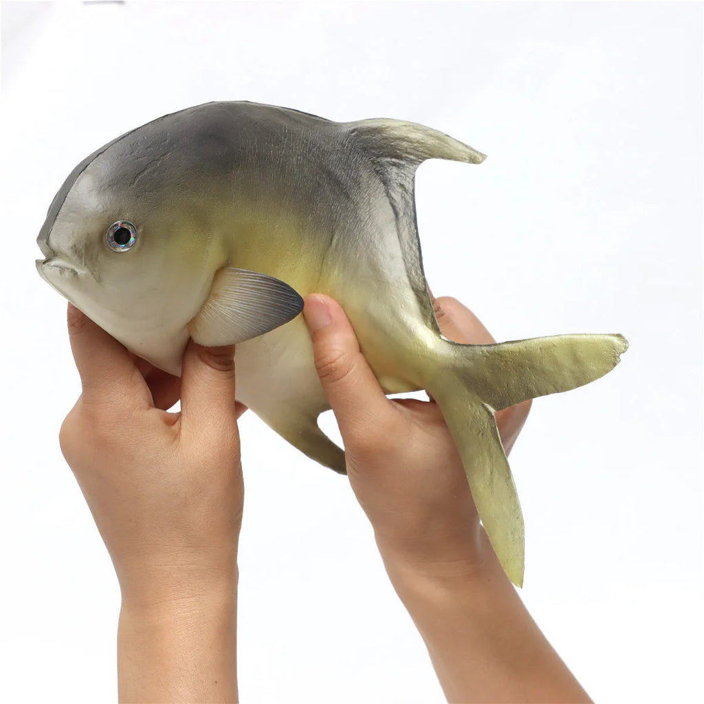 Three PU simulated tuna fish ornaments including yellow-fin tuna and small tuna varieties