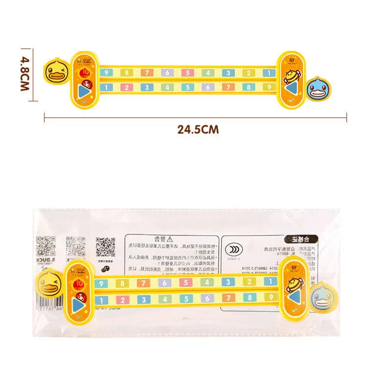 Yellow plastic children's digital decomposition ruler for maths learning, 24.5 cm long