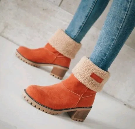 Women's mid-calf suede snow boots with beef tendon soles in five colour options