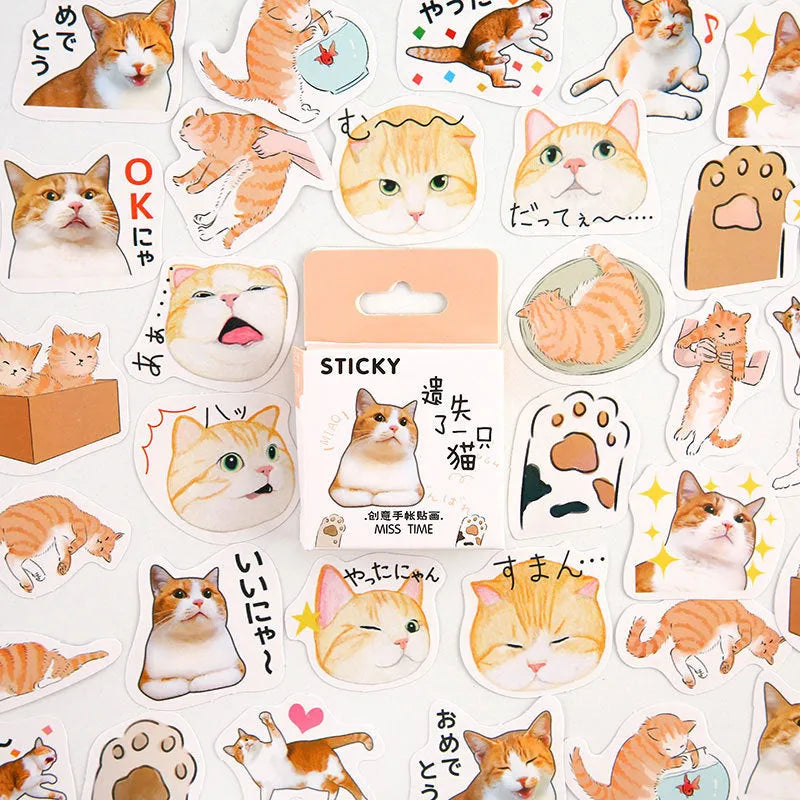 Cartoon decorative sticker set for children's journals with 46 pieces across 9 themed designs
