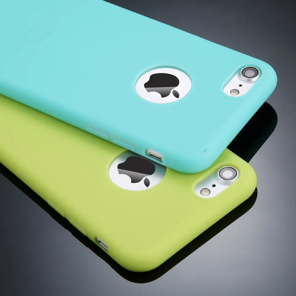 Soft TPU phone case in candy colour compatible with multiple iPhone models including XR, XS Max, X, 6, 6S, 7, 8 Plus