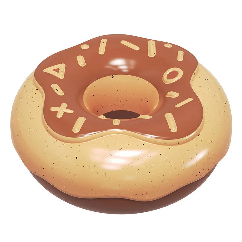 TPR donut dog toy with sound features for molar teeth cleaning in pink, yellow or chocolate colours