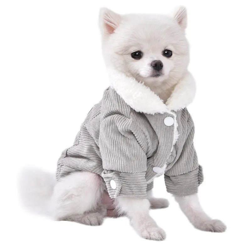 Lambswool grey and pink pet vest with wool lining for dog and cat autumn winter warmth