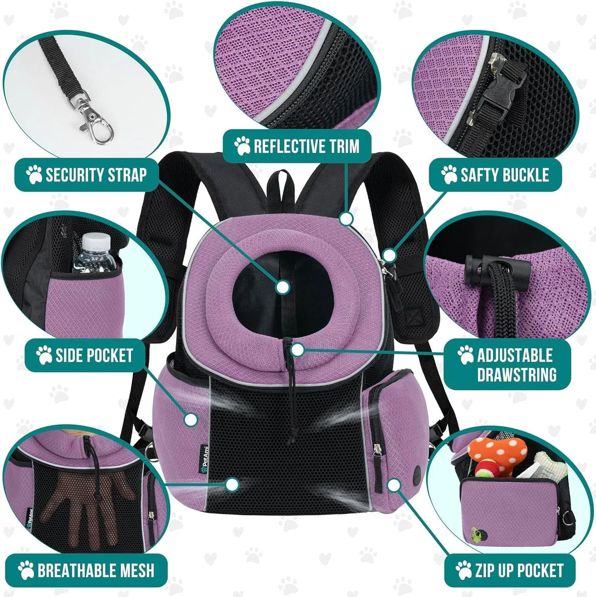 Pet dog carrier backpack in breathable fabric, 41.9cm, for small dogs, available in multiple colours