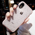 Simple striped TPU back cover case for iPhone in pink, white, and black border colour options.