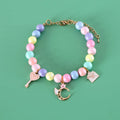 Adjustable pet collar with colourful macaron resin charms in moon, meteor, rabbit designs