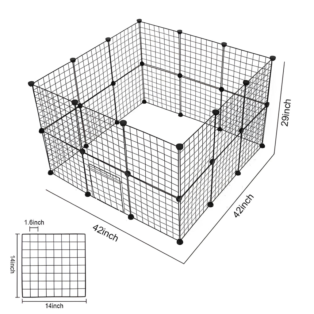 Set of 6 black metal pet fence panels for indoor and outdoor pet containment