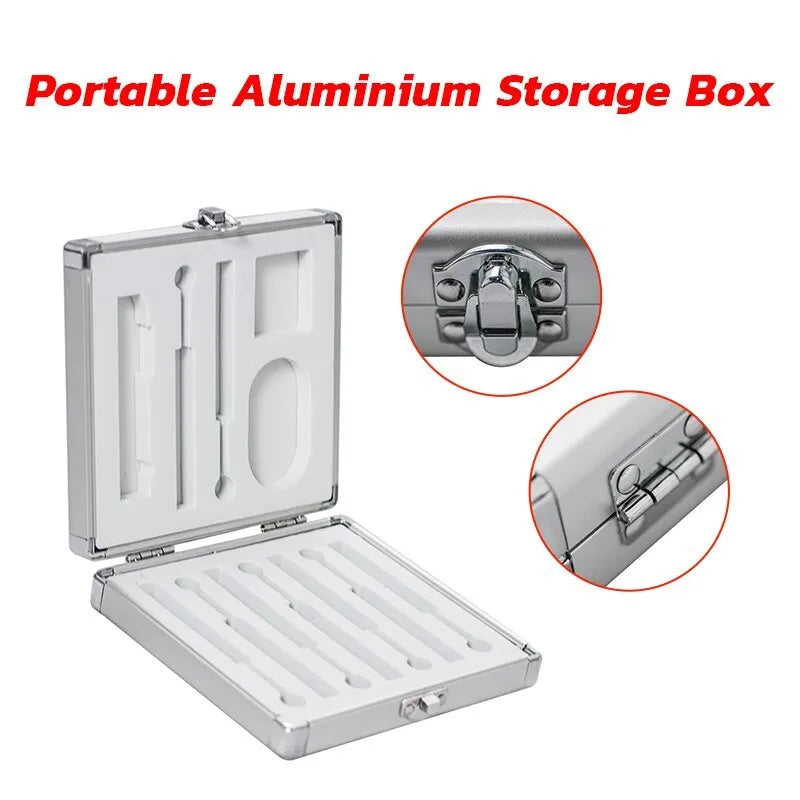 Silver aluminium storage box for a portable soldering iron