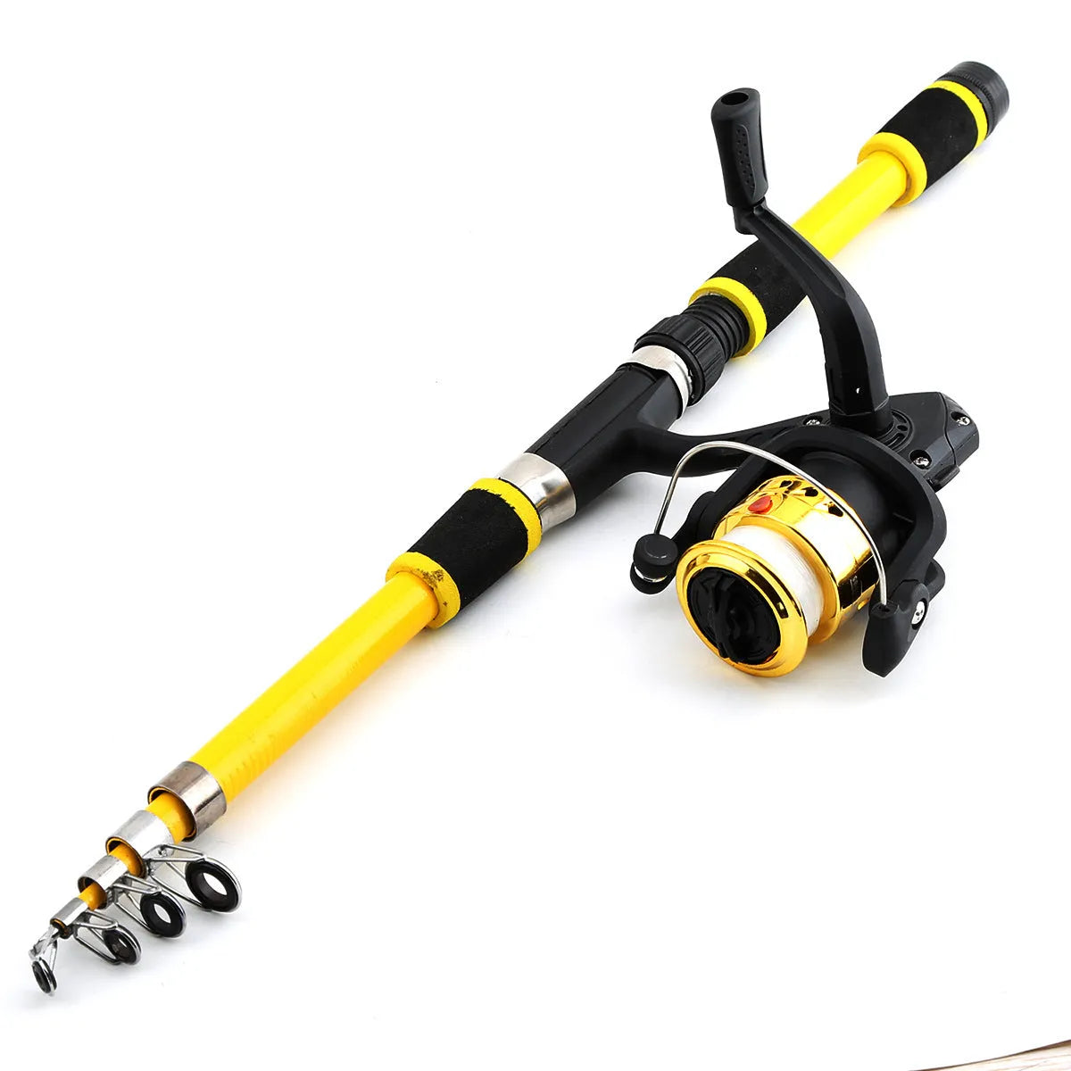 Children's fishing rod and reel starter set in multiple colour options with telescopic pole