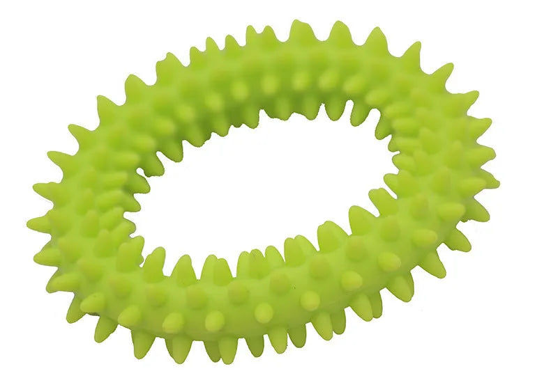 Colourful TPR spiky circle ring dog chew toy for dental cleaning and bite training
