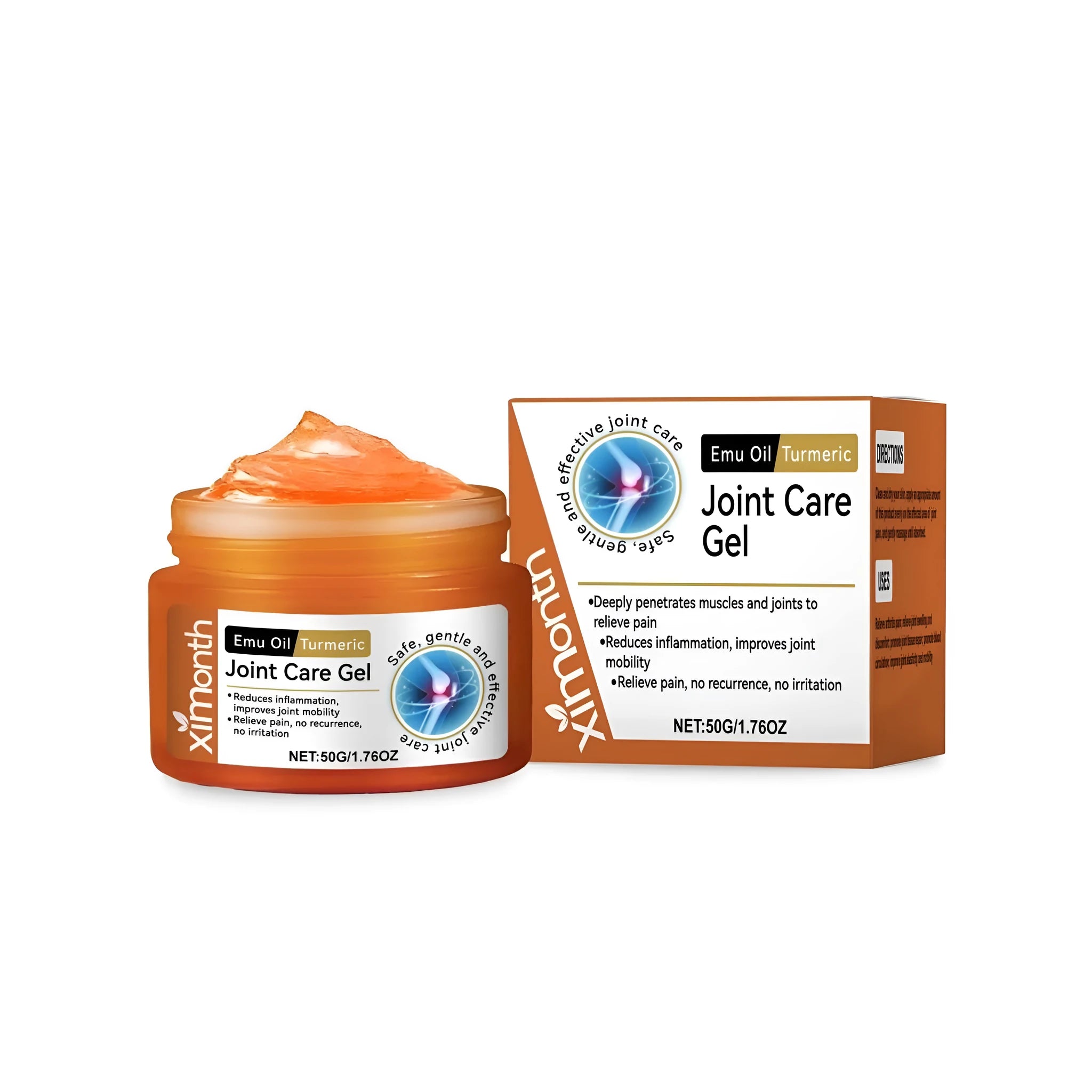 50g tube of turmeric and emu oil joint pain relief gel with mint leaves