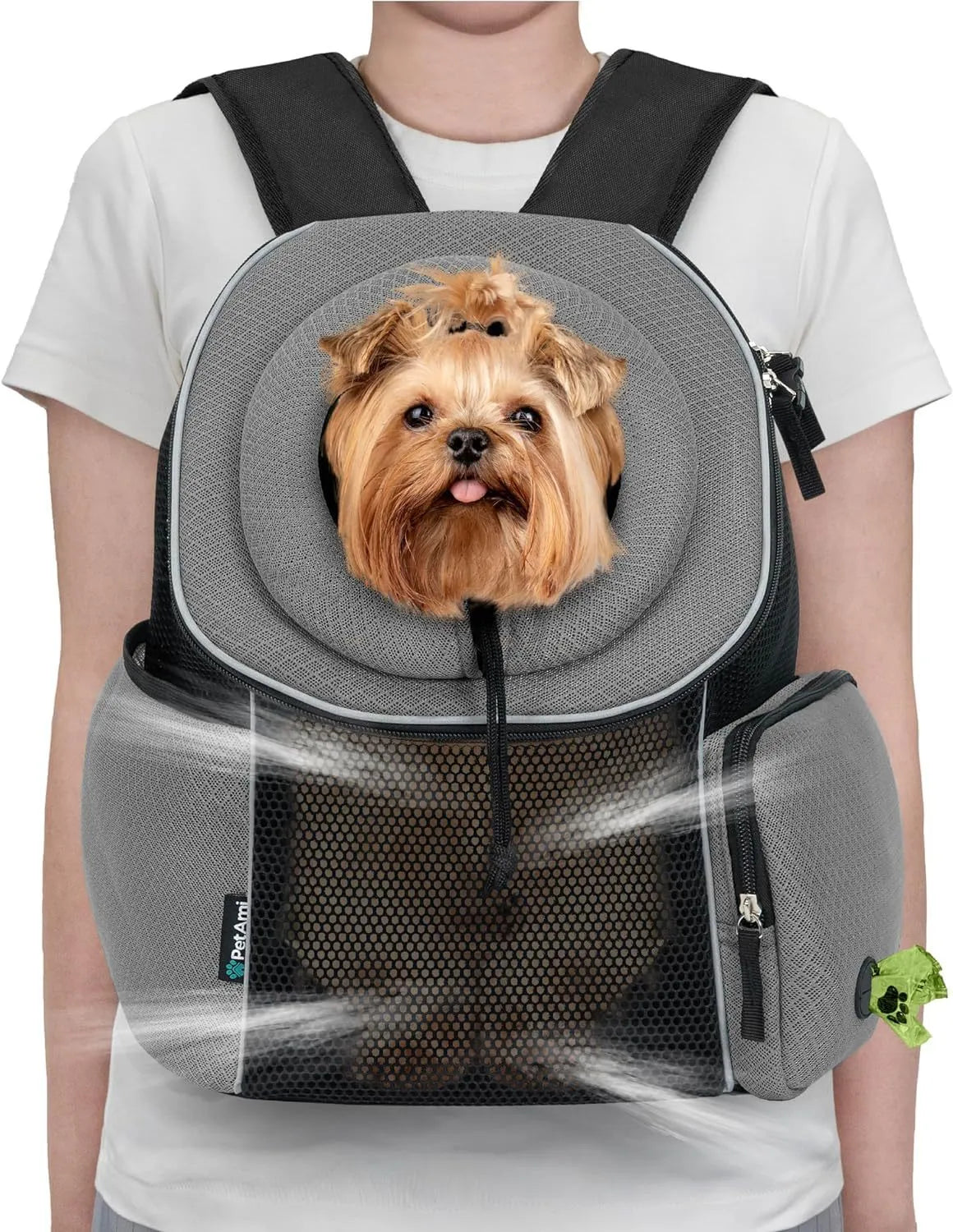 Pet dog carrier backpack in breathable fabric, 41.9cm, for small dogs, available in multiple colours