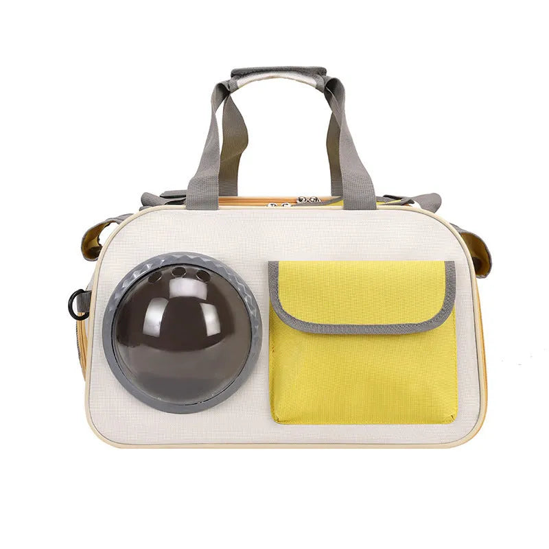 Outdoor portable cat backpack space capsule in nylon, 15L, black colour, crossbody style