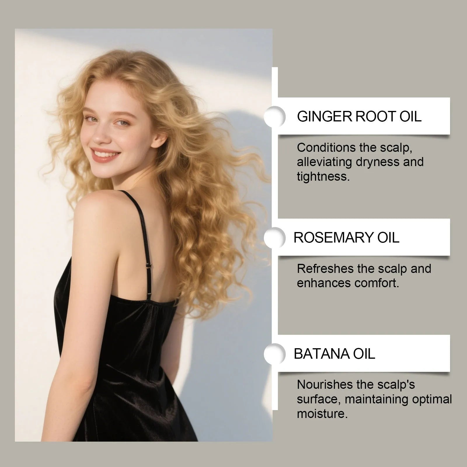 120ml bottle of Platthana Secret Hair Essential Oil with ginger and rosemary for scalp care.