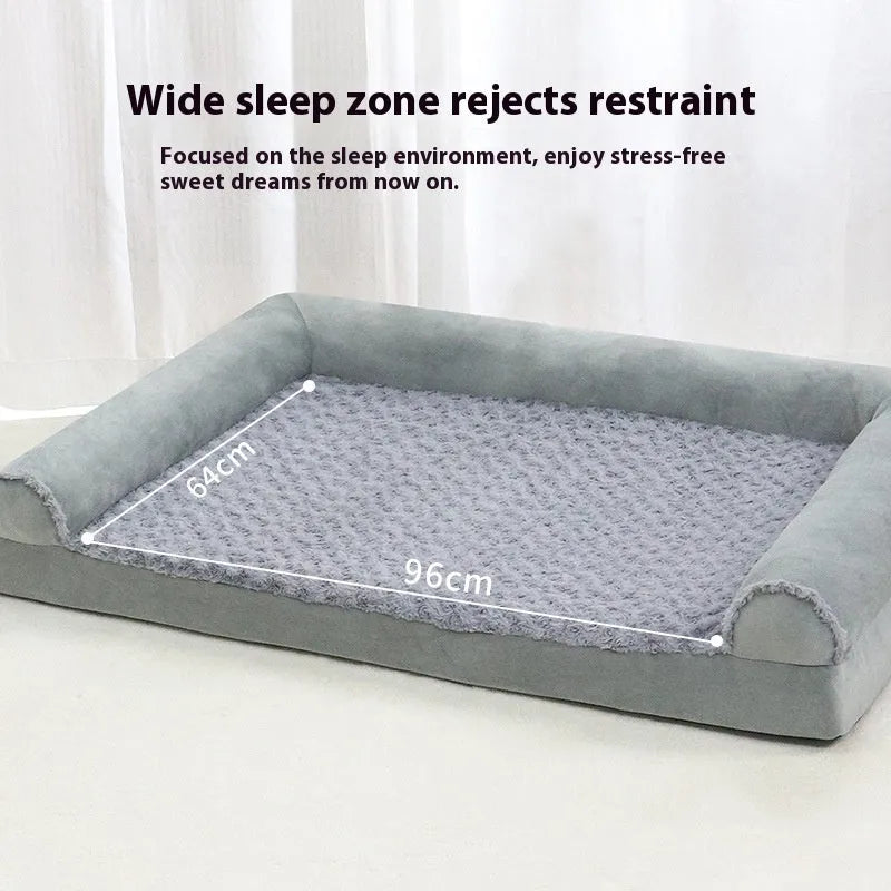 Grey cloth dog kennel with cushion for medium or large dogs, shown in light and dark grey colour options.