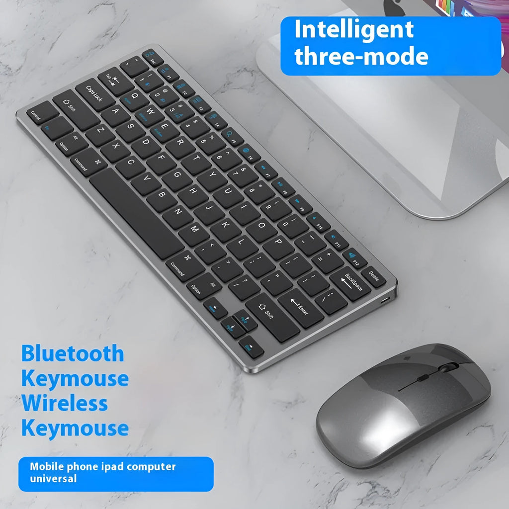 Ultra-thin wireless keyboard and mouse combo set in black with USB receiver and protective cover