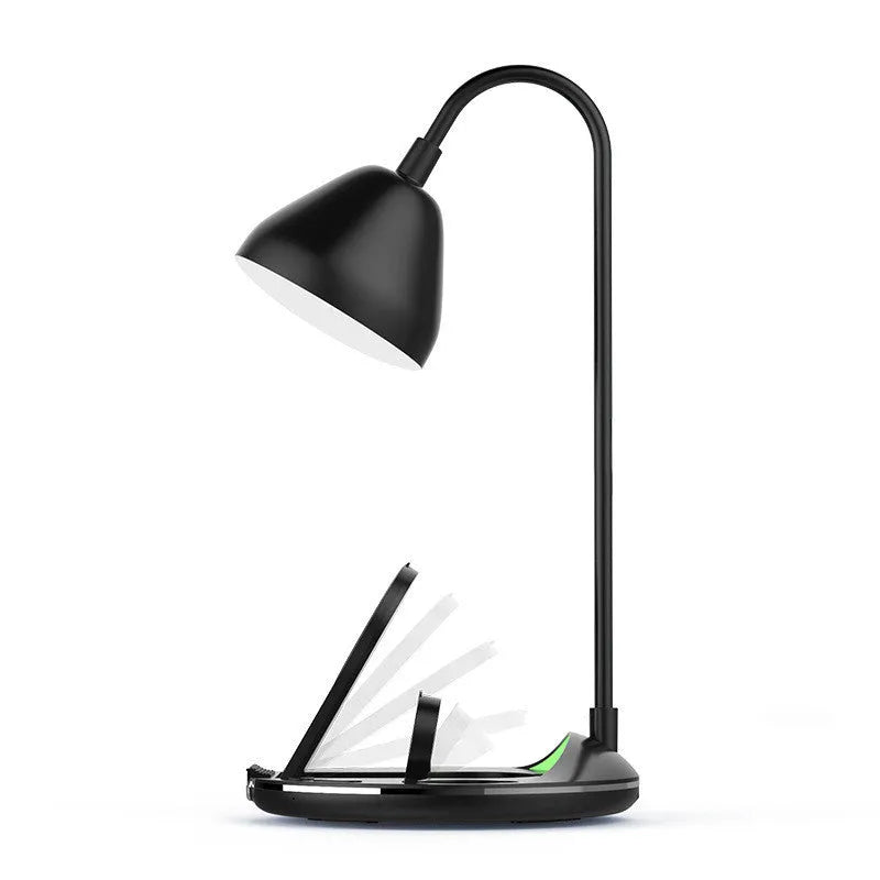 Magnetic folding wireless charger in black colour showing folded and open positions
