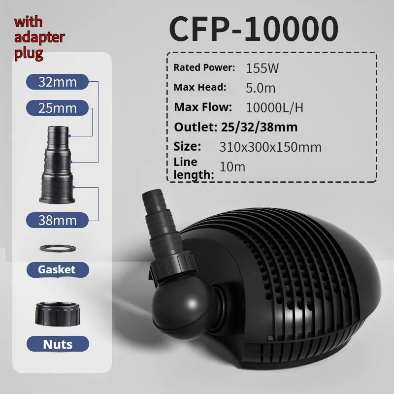 White horizontal CFP series submersible pond filter pump for large water features