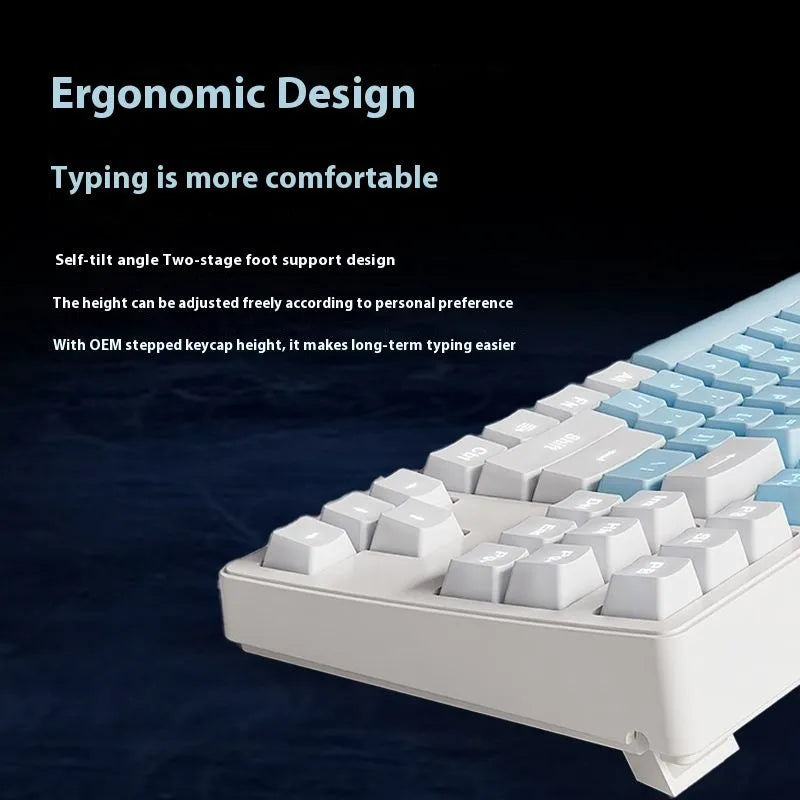 Wireless mechanical keyboard with three connectivity modes in black, white, or pink colour options