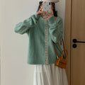 Artistic retro loose fit cardigan in viscose fibre, free size, apricot colour option