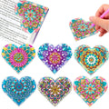 Six handmade PU leather bookmarks with crystal flower cornerite designs