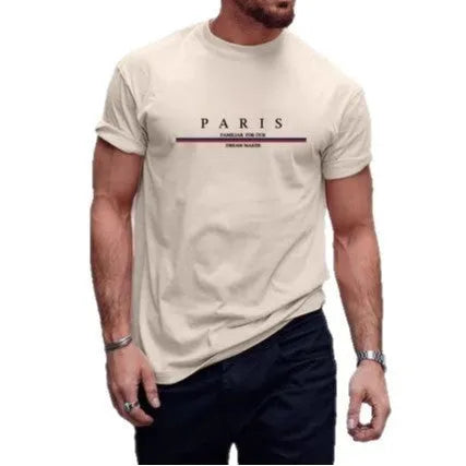 Men's printed short-sleeved cotton t-shirt in loose fit casual style