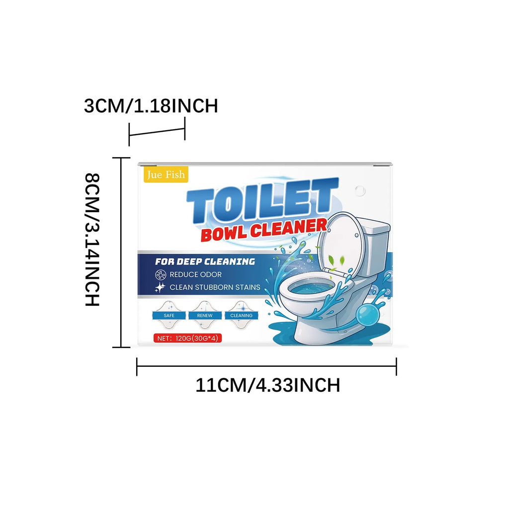 Toilet cleaning powder in four individual 30g sachets for removing stains and odour.