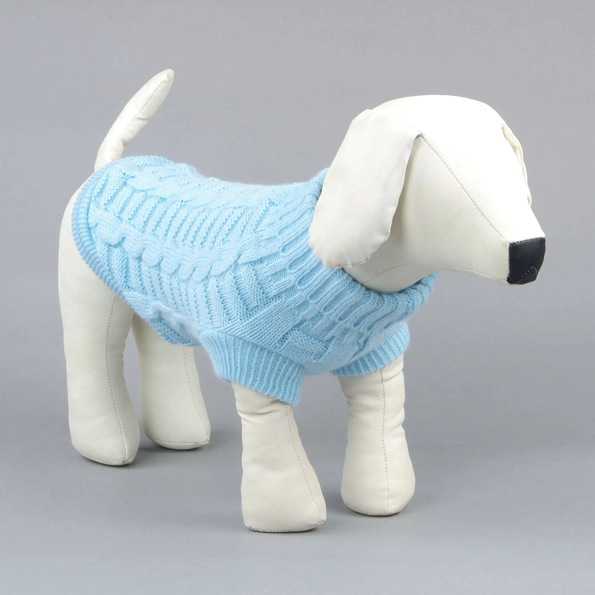 Solid colour knit acrylic dog sweater for small pets, back length 17-39 cm, available in blue, green, pink, red, yellow