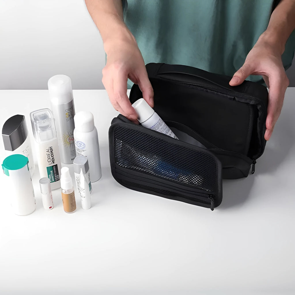 Multi-layer oxford cloth storage bag with wet-dry separation compartments in graphite grey colour