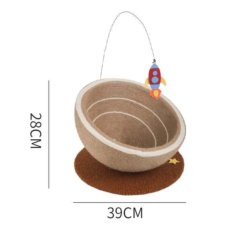 Large cat scratching post integrated with flannel cushion nest in starlight pattern