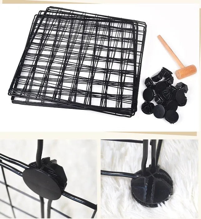 Set of 6 black metal pet fence panels for indoor and outdoor pet containment