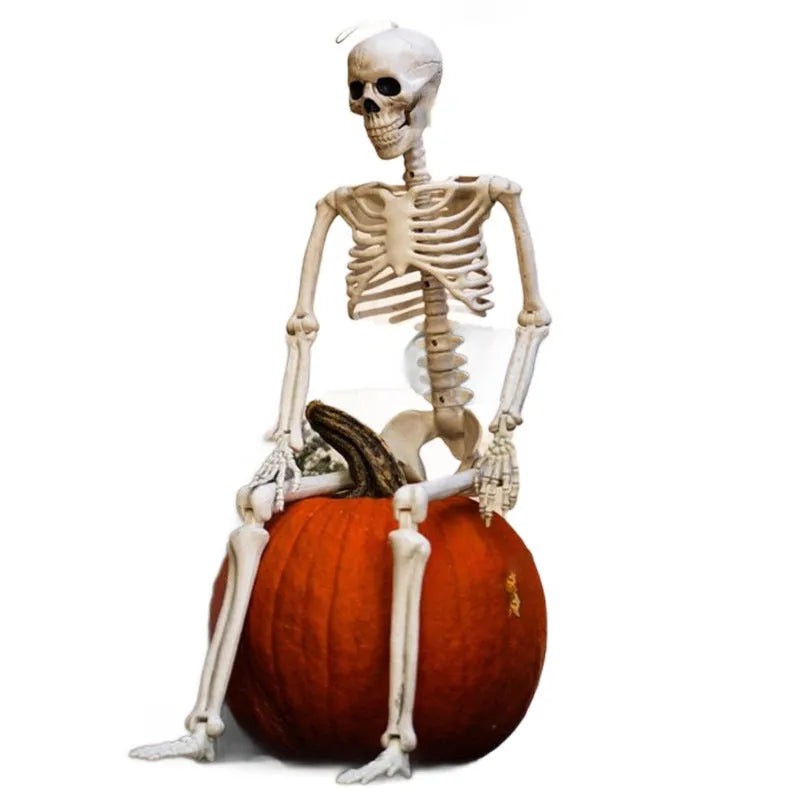 90cm tall plastic Halloween skeleton with movable joints posed standing