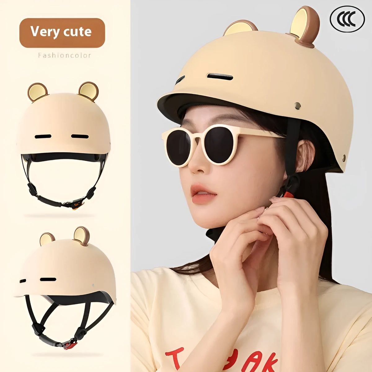 3C certified ABS electric bicycle helmet for commuting in mocha colour with strap
