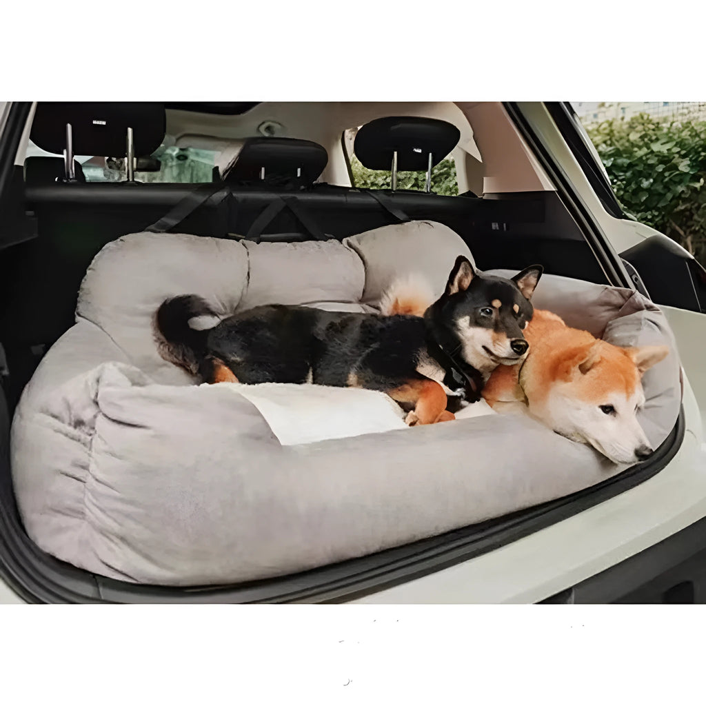 Gray cloth car dog rear trunk double seat pet cushion mat for vehicle interior protection