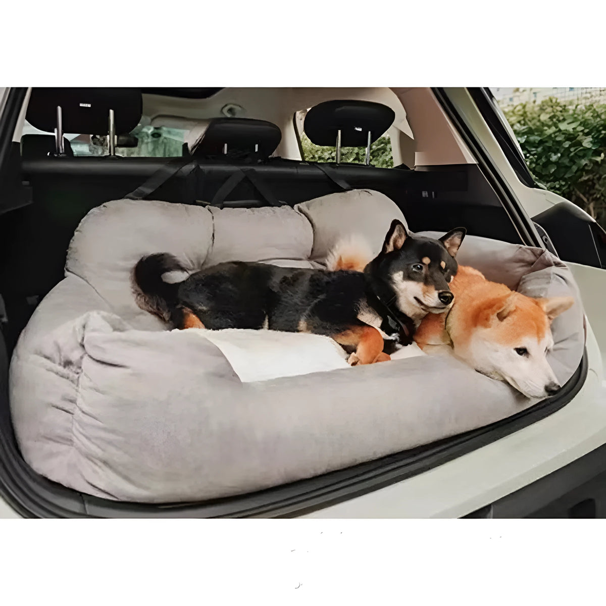 Gray cloth car dog rear trunk double seat pet cushion mat for vehicle interior protection