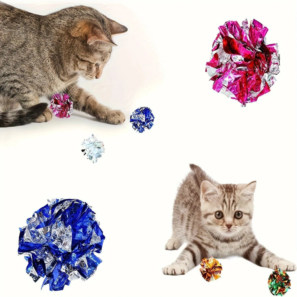 Cat toy ringing paper ball approximately 5-6cm in diameter, random colour, lightweight design for grasping play