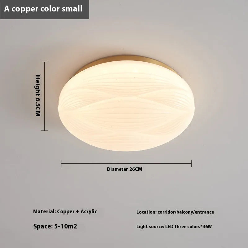 Modern light luxury cream copper round ceiling lamp with low voltage 36V for bedroom