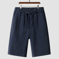 Men's linen shorts loose cropped pants mid waist summer lightweight breathable fabric
