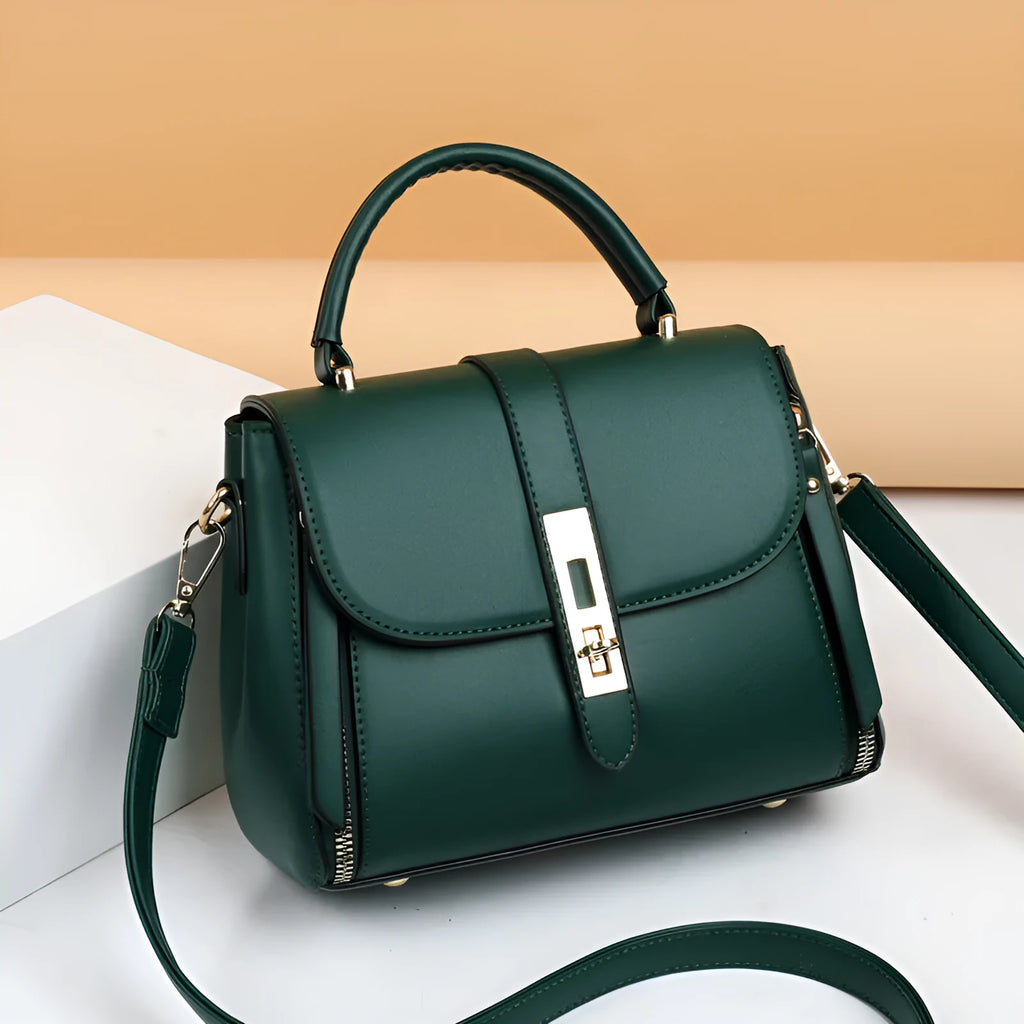 Women's soft PU leather messenger bag in square vertical design with single shoulder strap