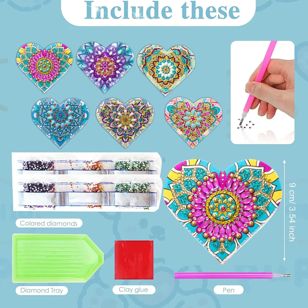 Six handmade PU leather bookmarks with crystal flower cornerite designs